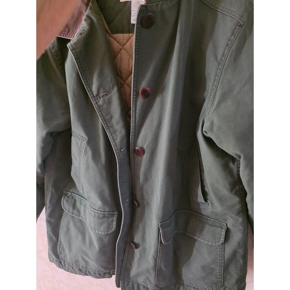 Vintage LL Bean Barn Coat Women's XL Petite Quilt Lined Chore Jacket 0WY29 - Picture 3 of 6
